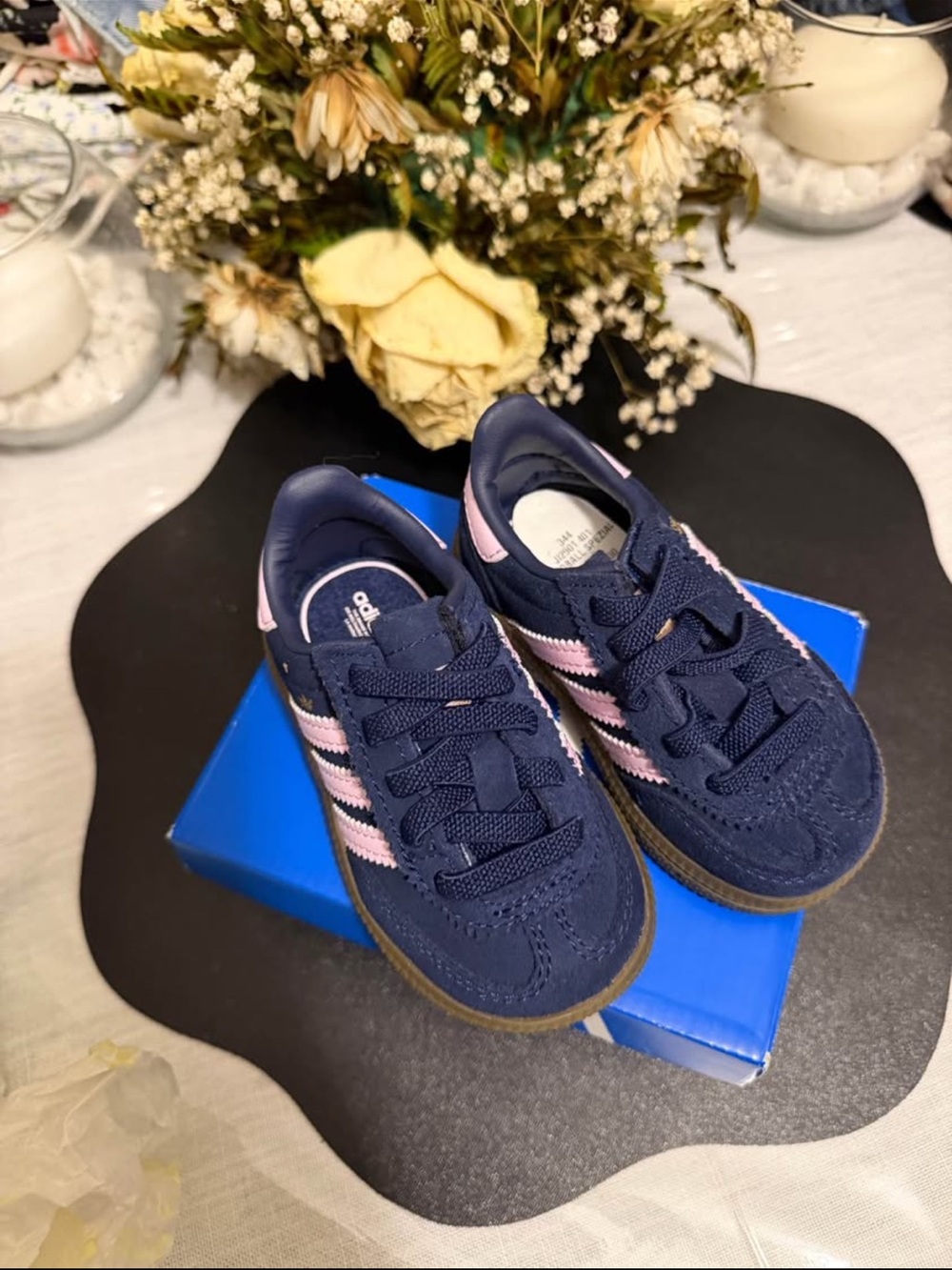 adidas Kids Navy and Pink Classic Sneakers